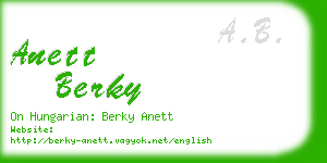 anett berky business card